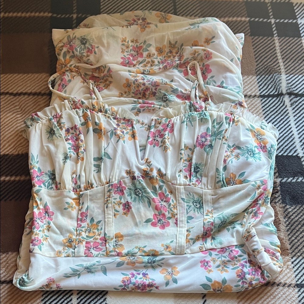 Rue21 Floral Midi Dress - Cream, Pink, Green